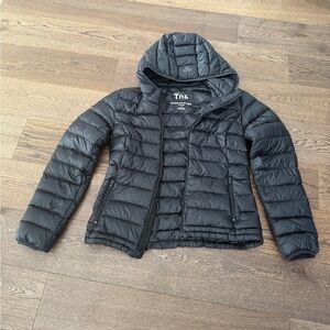 TNA Black Quilted Jacket with Hood Aritzia